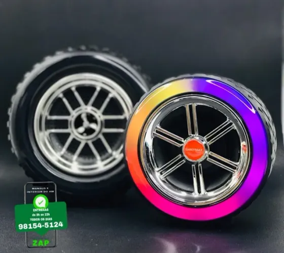 Caixa de Som Bluetooth Portátil Led RGB Roda De Carro - PROMOÇÃO