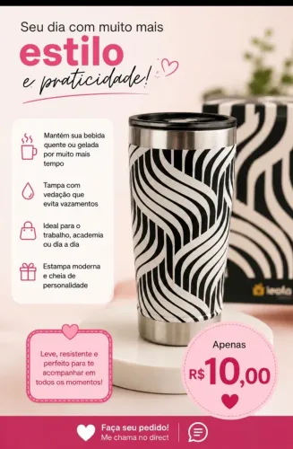 Copo termico inox 450ml com abridor embutido novo e na caixa