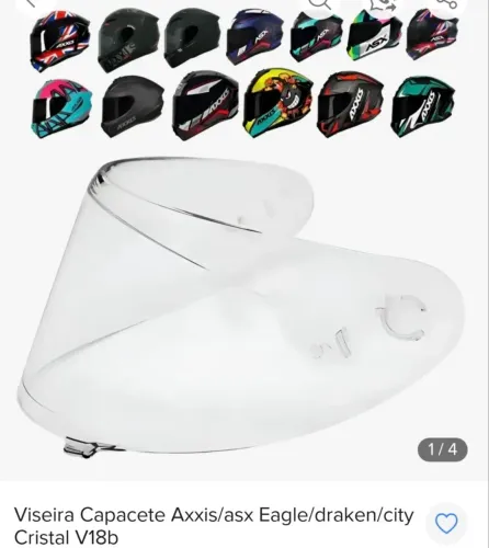 Viseira cristal para capacete Axxis ASX Eagle draken city