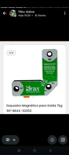 Vende-se esquadro 7kg 90° braxsolda! 6 unidades. Vendo junto, com desconto ou separado.