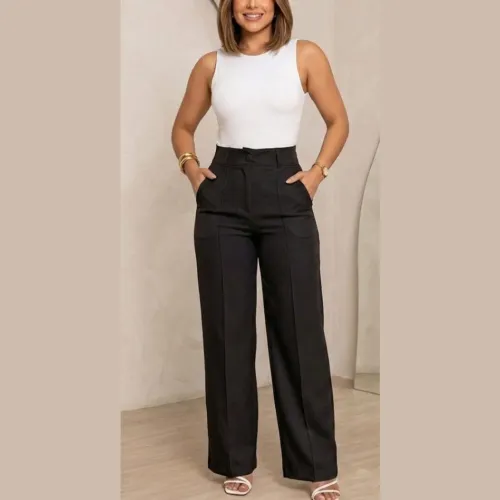 Calça Alfaiataria widleg social preta