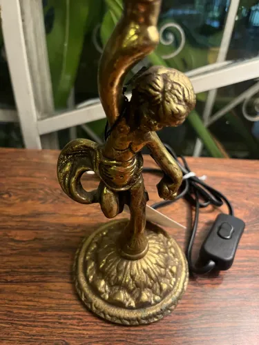abajur querubim vintage bronze