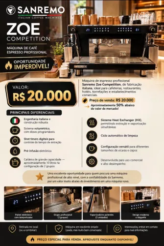 Imperdível: Sanremo Máquina de café Profissional Zoe Competition