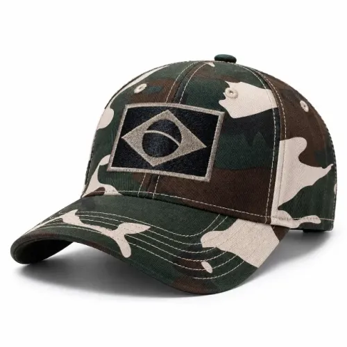 Boné Tático Bordado Bandeira Brasil Camuflado Militar