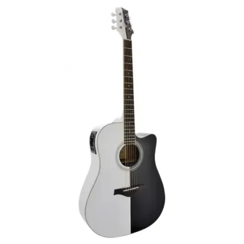 Violão Elétrico J.WHITE Anat. Folk AH-D01EQ - Preto e Branco - Phx