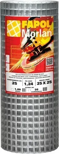 Tela alambrado multiuso, malha 2,5 cm x 2,5 cm, fio 1,2 mm, com 1,0 m x 25 m (altura x com