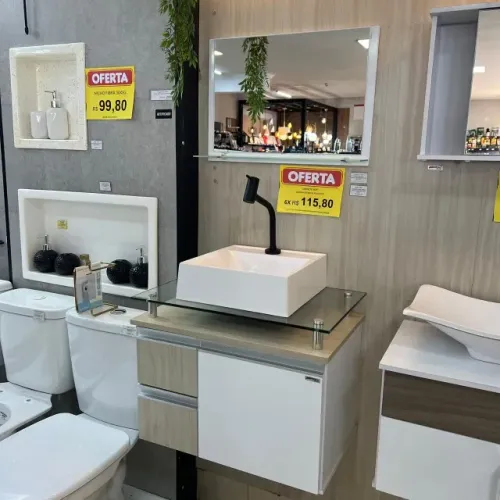 Gabinete em MDF com Espelheira e Cuba 