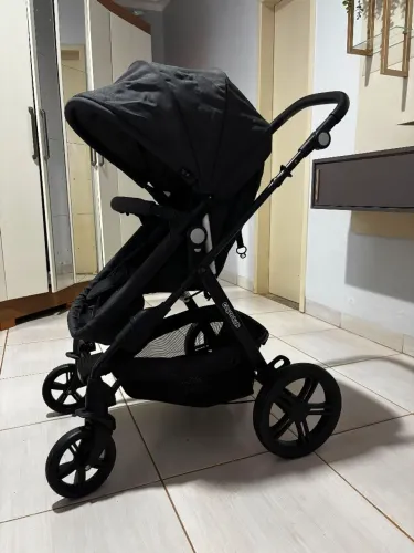 Carrinho de bebê (Cosco Kids, Travel System Poppy, Preto Mescla)