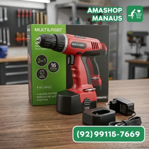 Parafusadeira Furadeira Elétrica Bivolt 12V Multilaser com Maleta