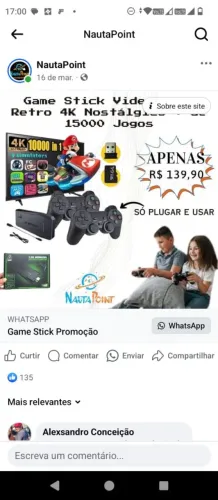 Vídeo game retrô game stick lite 4k com 20.000 jogos e 2 controles sem fio 