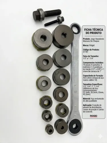 Jogo Vazadores Manuais De Chapas 1/2  A 1.1/4  31787  Ridgid