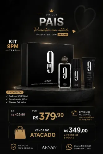 Presente Dia dos Pais | Kit Afnan 9PM Dive Original 3 Peças