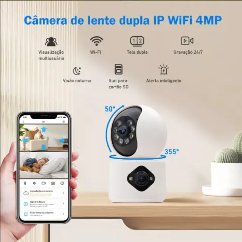 Mini Câmera Robô Ip Wifi 4mp Duas Lentes Onvif