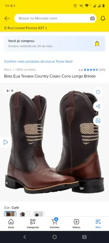 Bota texana masculina country número 43