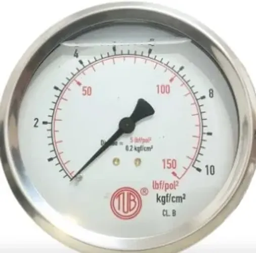 Manômetro Reto De Água 0-10kgf 1/2 Bsp C.a.g com opção de inserir Glicerina