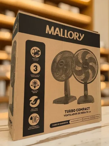 Ventilador de Mesa Mallory 30cm Turbo Compact Preto an14