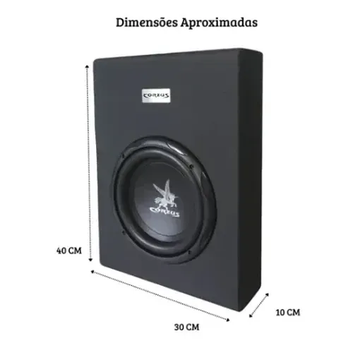 Caixa de Som Corzus Amplificada 350w RMS 3 Canais Slim CXS 303 Sub 8" - Colocar Embaixo do