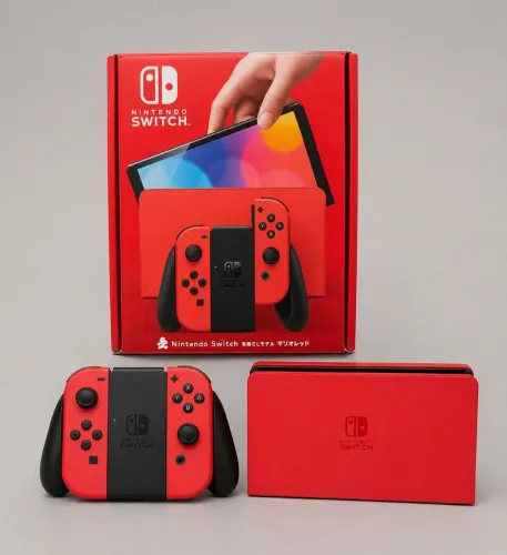 Nintendo Scwhit Oled Edição Red Mario 64GB Com JoyCon QRD Stellar T5 de Brinde