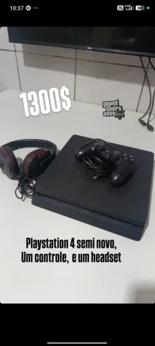 Ps4 semi novo com controle original +headset game pronto pra jogar