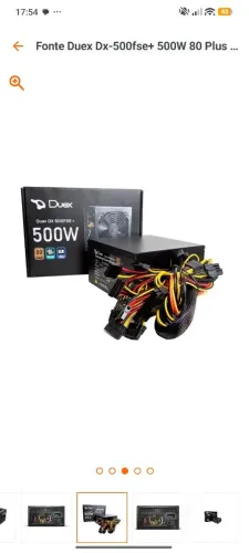 Fonte de computador duex 500w, PFC ativo, bivolt automático, 80plus bronze