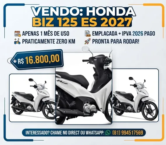Honda Biz 125 ES Ano 2027