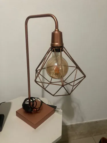 Luminária de Mesa / Abajur Retrô - Cor Cobre 