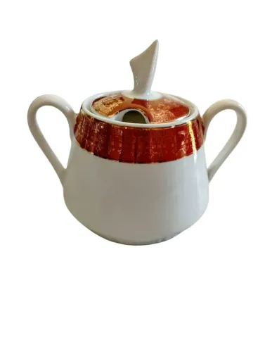 Açucareiro porcelana Steatita antigo com fios de ouro