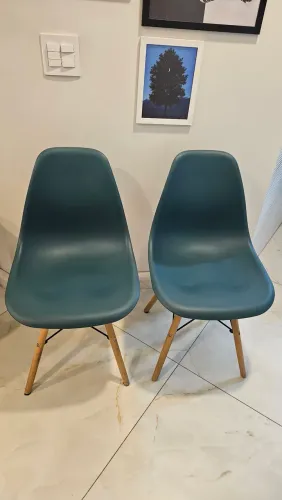 Kit 2 Cadeiras Charles Eames Eiffel Wood Design - Verde Claro