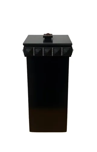 Cesto de Lixo Decorativo em Madeira Preto com Pedrarias 38cm