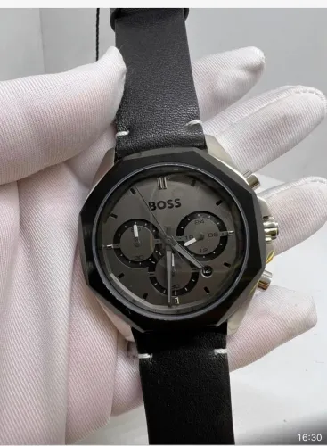 Relógio Masculino Boss - Cinza e Preto - Caixa Aço - Couro - Prem AAA+