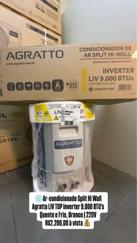 Ar condicionado Agratto LIV TOP inverter 9.000 Btus Quente e frio