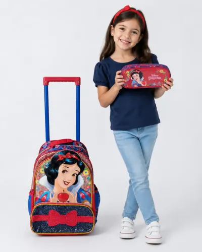mochila de rodinha + estojo infantil branca de neve disney nova - Retirada Freguesia
