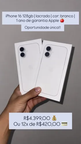 iPhone 16 LACRADOS | gb:128 | cor: branco