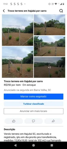 Terreno em Itajubá SC troco por carro mais volta