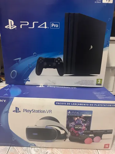 Kit PS4 Pro 1TB Completo + PlayStation VR + 2 Moves + 2 Controles + 9 Jogos (Na Caixa)