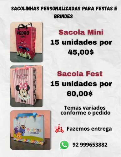 Personalizados para festas e brindes