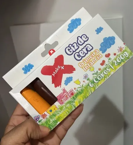 Giz De Cera Infantil Primeira Infância 6 Cores Jumbo Make+