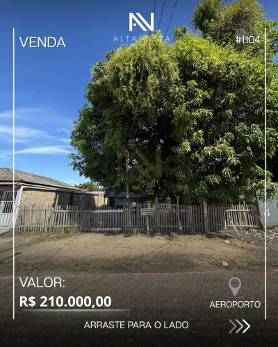 Terreno 408m² à venda no Aeroporto Boa Vista, R$210 mil