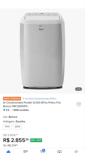 Vendo ar condicionado portátil 12.000 BTUs