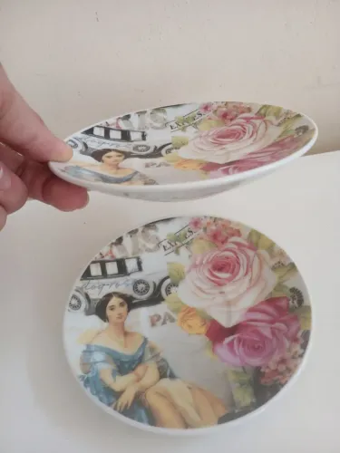 2 unidades Pires a Cerâmica Porcelana vitoriano romântico parisiense louça - Sem xícara