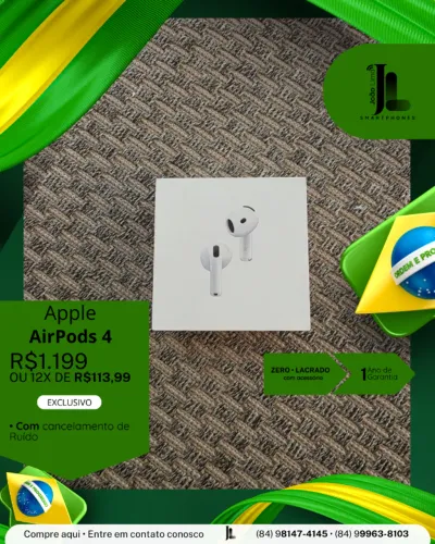 APPLE AIRPODS 4, COM CANCELAMENTO DE RUÍDO, LACRADO, EXCLUSIVO!