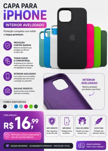 Capa Case Aveludada P/ iPhone | Diversos Modelos