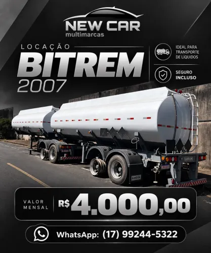 Bitrem tanque para locação R$ 4.000,00 mensais