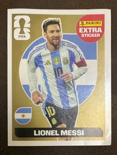 Figurinha Extra Sticker Messi dourada