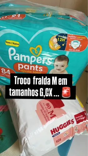 Troco fraldas M, em tamanha G,GG,XG