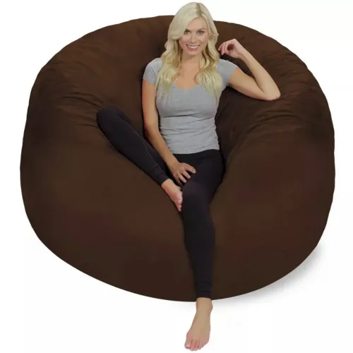 Puff Gigante Redondo 140x50 Em Suede Marrom Sem Enchimento