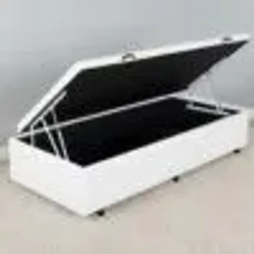 Base Box Solteiro Baú Corino Branco - ALTO NÍVEL CAMAS E COLCHÕES  / pronta entrega 