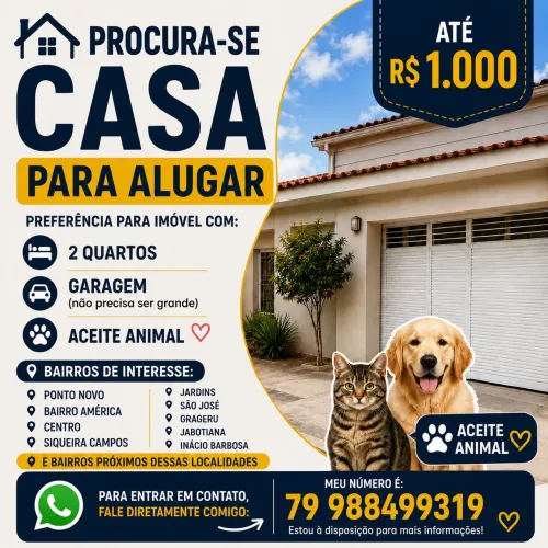 PROCURA-SE CASA PARA ALUGAR
