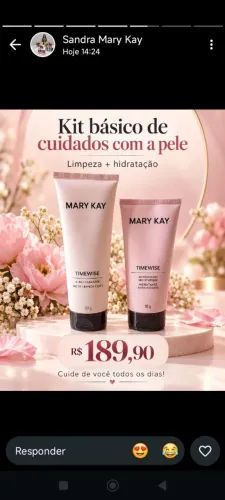 Kit de dois produtos Limpeza de pele e hidratante do rosto da Mary Kay. Valor promocional