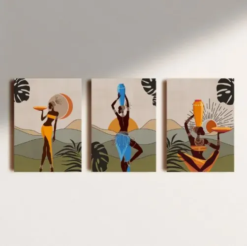 CONJUNTO 4 QUADRO DECORATIVO AFRICANA 
